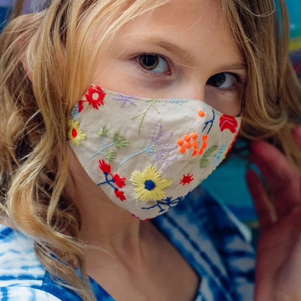 LELE SADOUGHI NWT AUTHENTIC KIDS GARDEN PARTY SET OF 2 EMBROIDERED FACE MASK